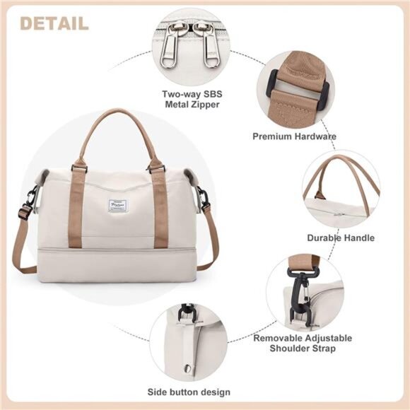 Weekender Bags for Women, Travel Duffel Bags with Shoe Compartment,Personal Bag - Picture 6 of 7